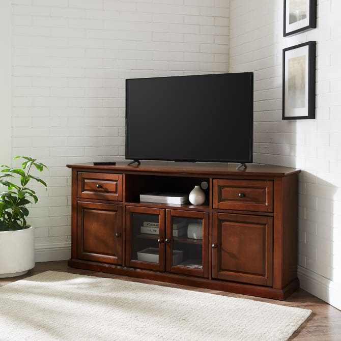 60" CORNER TV STAND , Mahogany Crosley Furniture