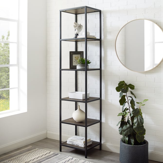 JACOBSEN NARROW ETAGERE , Brown-Ash - Crosley Furniture