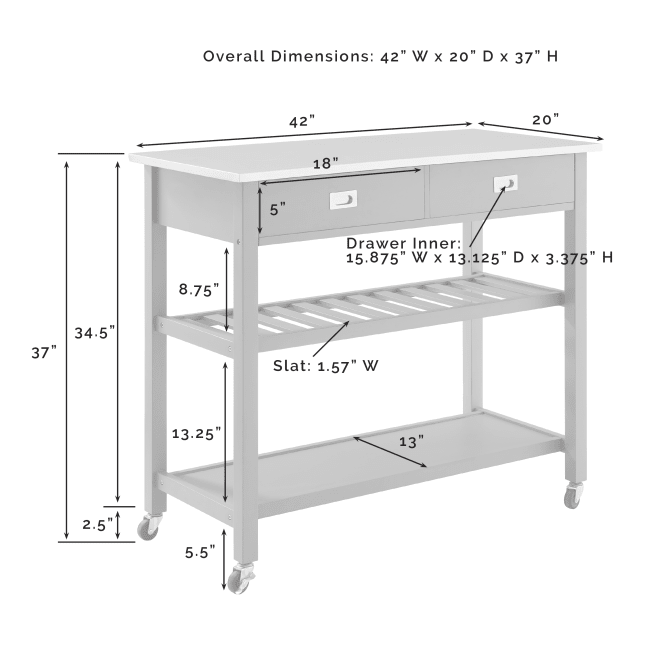 Crosley Furniture Chloe Stainless Steel Top Kitchen Island Cart