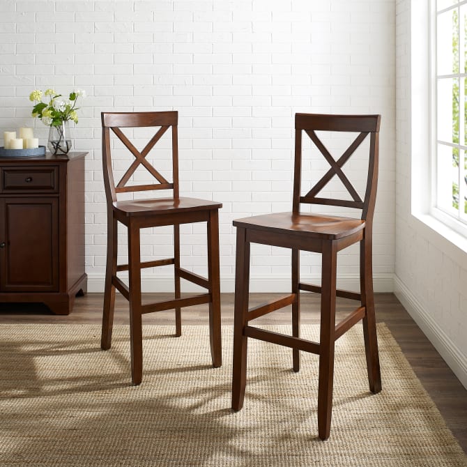 XBACK 2PC BAR STOOL SET, Mahogany Crosley Furniture