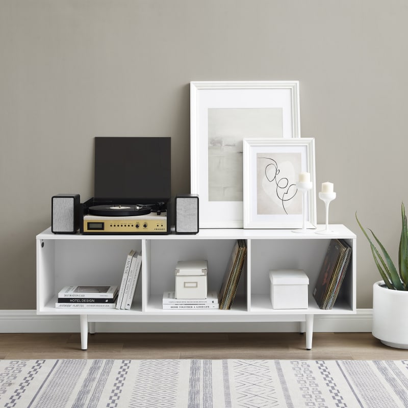LIAM LARGE RECORD STORAGE CONSOLE White Crosley Furniture