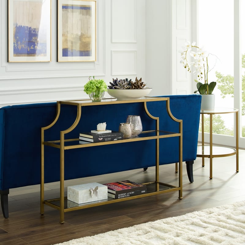 Aimee Console Table Soft Gold, Crosley Aimee Console Table