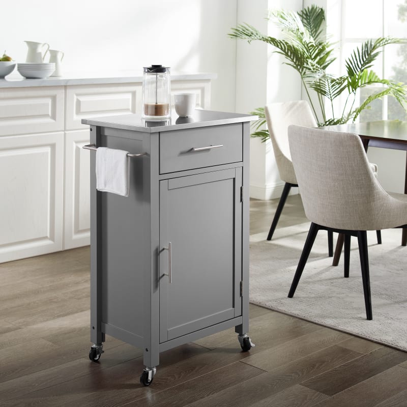Savannah Stainless Steel Top Compact, Crosley Rolling Kitchen Cart Island With Stainless Steel Top