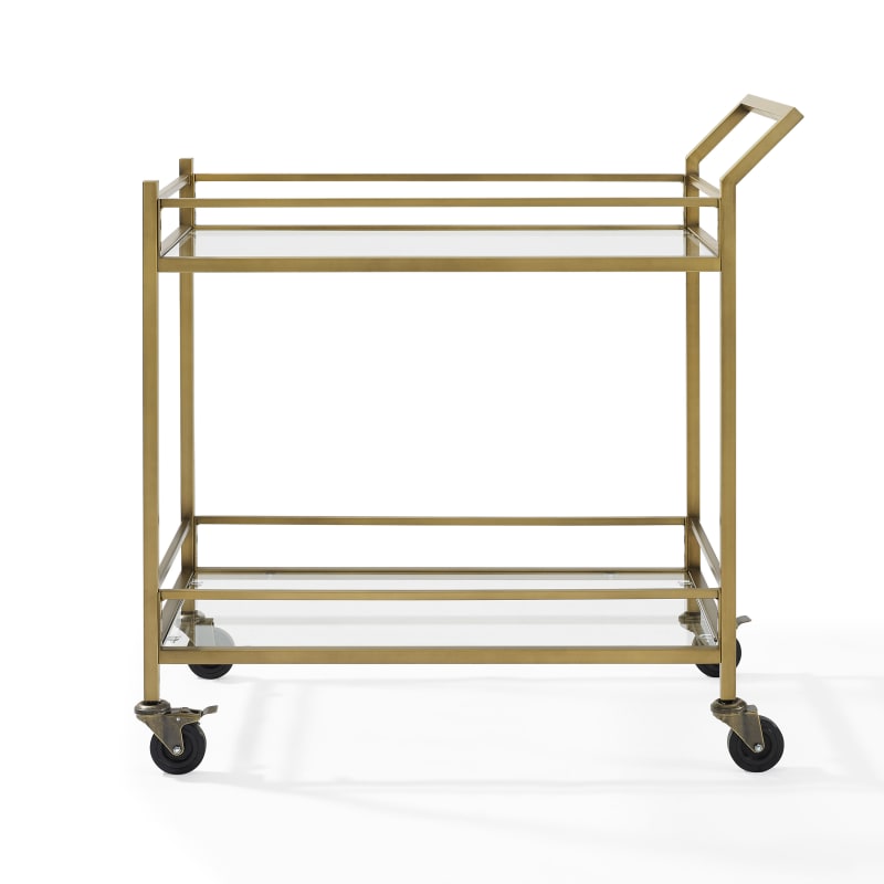 Crosley Furniture Aimee Rolling Bar Cart Gold and Glass 