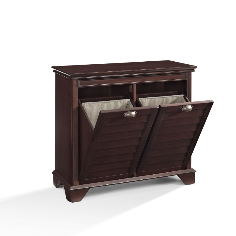Espresso Crosley Furniture Two-Compartment Linen Hamper