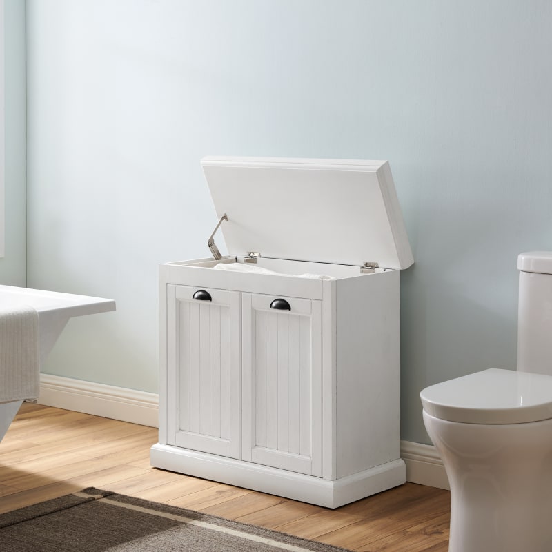 SEASIDE LIFTTOP LINEN HAMPER , DistressedWhite Crosley Furniture