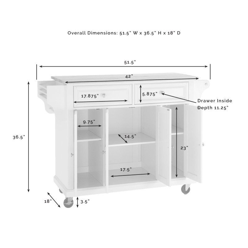 Crosley Furniture Full Size Stainless Steel Top Kitchen Cart