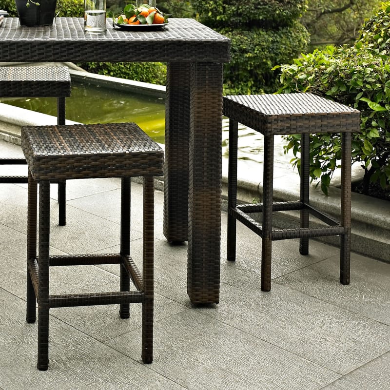 Palm Harbor 2pc Outdoor Wicker Counter, Outdoor Counter Height Bar Stools And Table