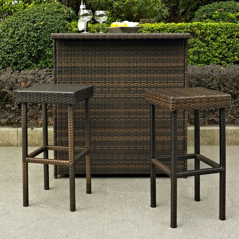 Palm Harbor 2pc Outdoor Wicker Bar, Outdoor Wicker Bar Table Furniture