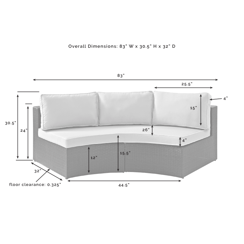 Catalina Outdoor Wicker Round Sectional, Semi Circular Sofa Dimensions