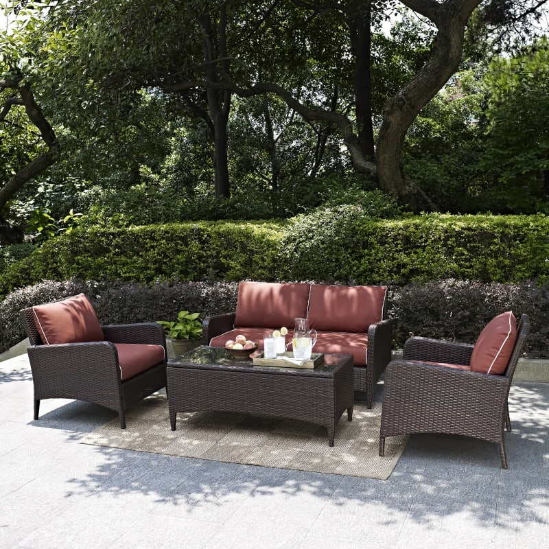 Crosley Furniture Kiawah 4pc Outdoor Wicker Conversation Set